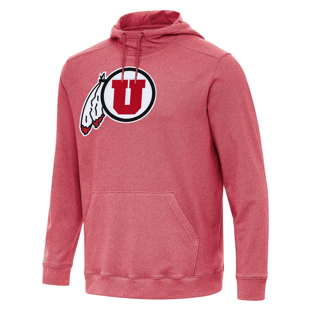 Men's Antigua Heather Red Utah Utes Cloud Pullover Hoodie