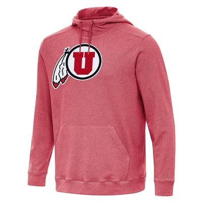 Men's Antigua Heather Red Utah Utes Cloud Pullover Hoodie