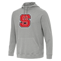 Men's Antigua Heather NC State Wolfpack Cloud Pullover Hoodie