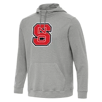 Men's Antigua Heather NC State Wolfpack Cloud Pullover Hoodie