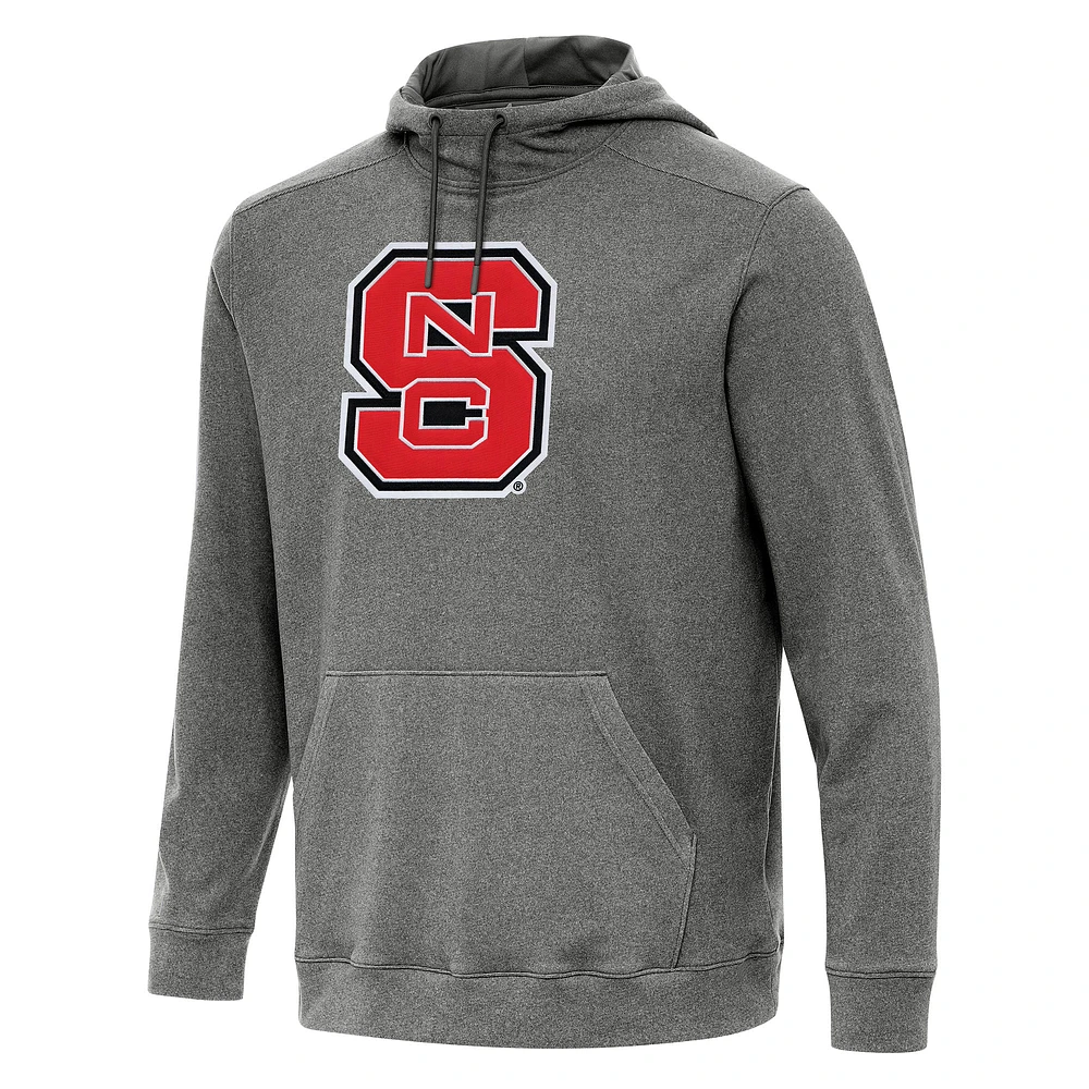 Men's Antigua Heather Charcoal NC State Wolfpack Cloud Pullover Hoodie