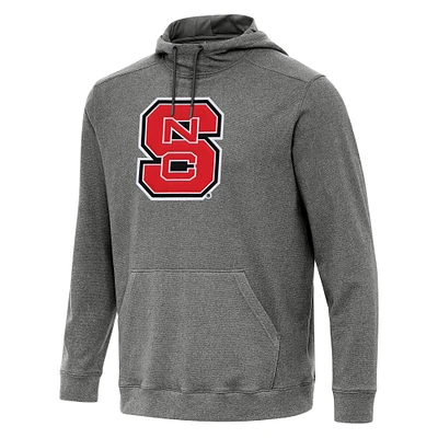 Men's Antigua Heather Charcoal NC State Wolfpack Cloud Pullover Hoodie