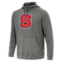 Men's Antigua Heather Charcoal NC State Wolfpack Cloud Pullover Hoodie