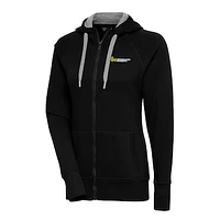 Women's Antigua Black George Mason Patriots Victory Raglan Full-Zip Hoodie Jacket