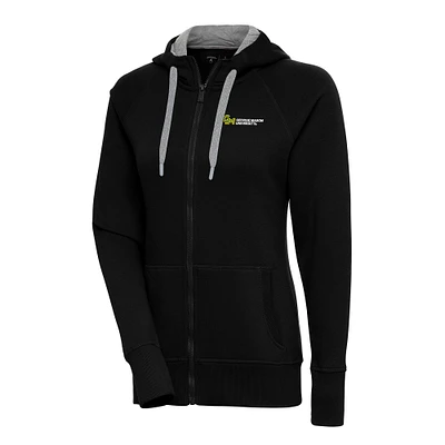 Women's Antigua Black George Mason Patriots Victory Raglan Full-Zip Hoodie Jacket