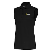 Women's Antigua Black George Mason Patriots Tribute Sleeveless Polo