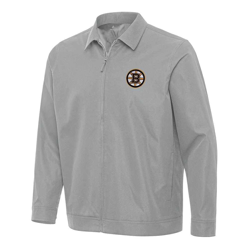 Men's Antigua Gray Boston Bruins Pivot Full-Zip Jacket