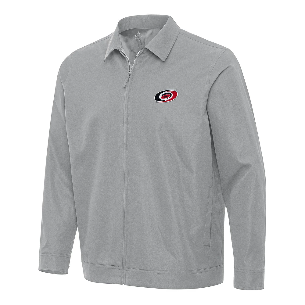 Men's Antigua Gray Carolina Hurricanes Pivot Full-Zip Jacket