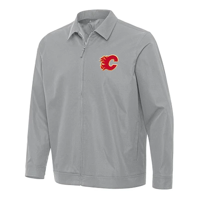 Men's Antigua  Gray Calgary Flames Pivot Full-Zip Jacket