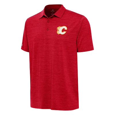 Men's Antigua  Heather Red Calgary Flames Layout Polo
