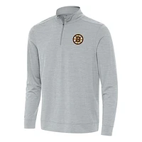 Men's Antigua Heather Gray Boston Bruins Bright Quarter-Zip Top