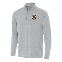 Men's Antigua Heather Gray Boston Bruins Bright Quarter-Zip Top