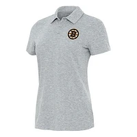 Women's Antigua Heather Gray Boston Bruins Matter Polo