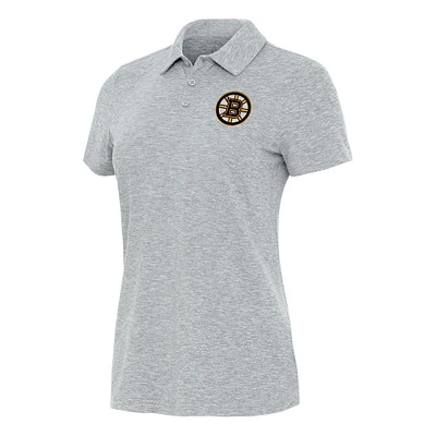Women's Antigua Heather Gray Boston Bruins Matter Polo