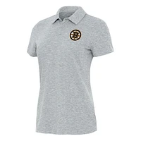Women's Antigua Heather Gray Boston Bruins Matter Polo