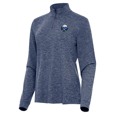 Women's Antigua  Heather Navy Buffalo Sabres Mentor Quarter-Zip Mock Long Sleeve Top
