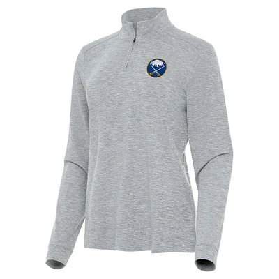 Women's Antigua Heather Buffalo Sabres Mentor Quarter-Zip Mock Long Sleeve Top
