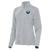 Women's Antigua Heather Buffalo Sabres Mentor Quarter-Zip Mock Long Sleeve Top