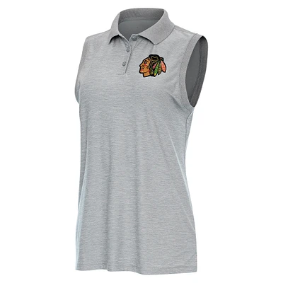 Women's Antigua  Heather Gray Chicago Blackhawks Recap Sleeveless Polo