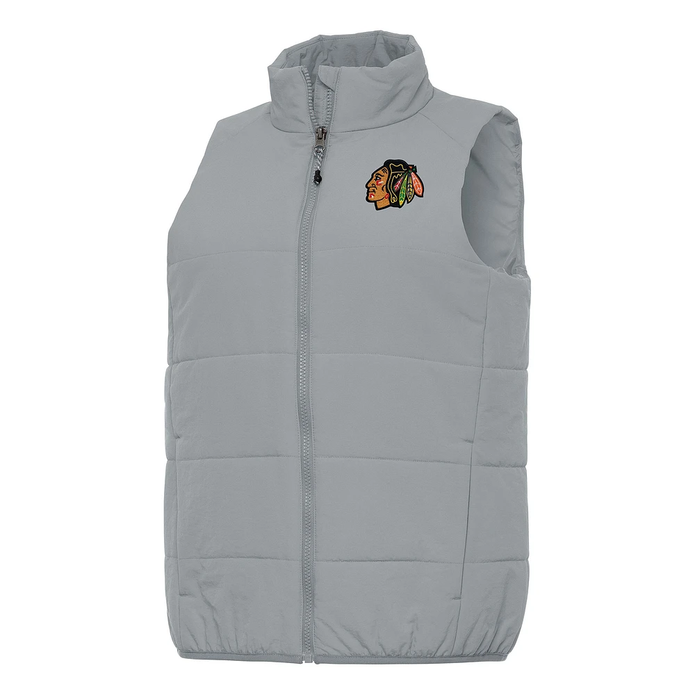Women's Antigua Gray Chicago Blackhawks Experience Full-Zip Vest