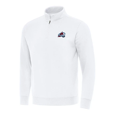 Men's Antigua  White Colorado Avalanche Victory Quarter-Zip Mock Sweatshirt