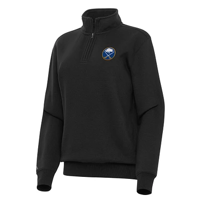 Women's Antigua Black Buffalo Sabres Victory Quarter-Zip Sweatshirt