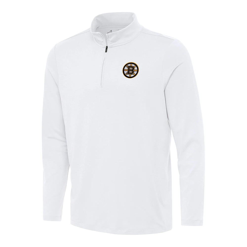 Men's Antigua White Boston Bruins Reprocess Quarter-Zip Top