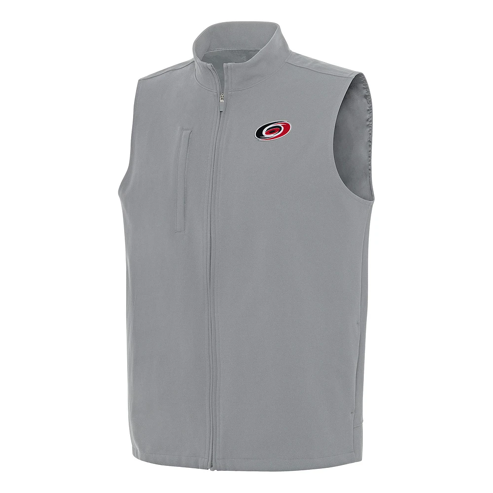 Men's Antigua Gray Carolina Hurricanes Regard Full-Zip Vest