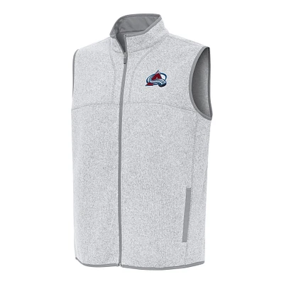 Men's Antigua Heather Gray Colorado Avalanche Fortune Full-Zip Vest