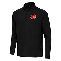 Men's Antigua Black Calgary Flames Intent Quarter-Zip Top