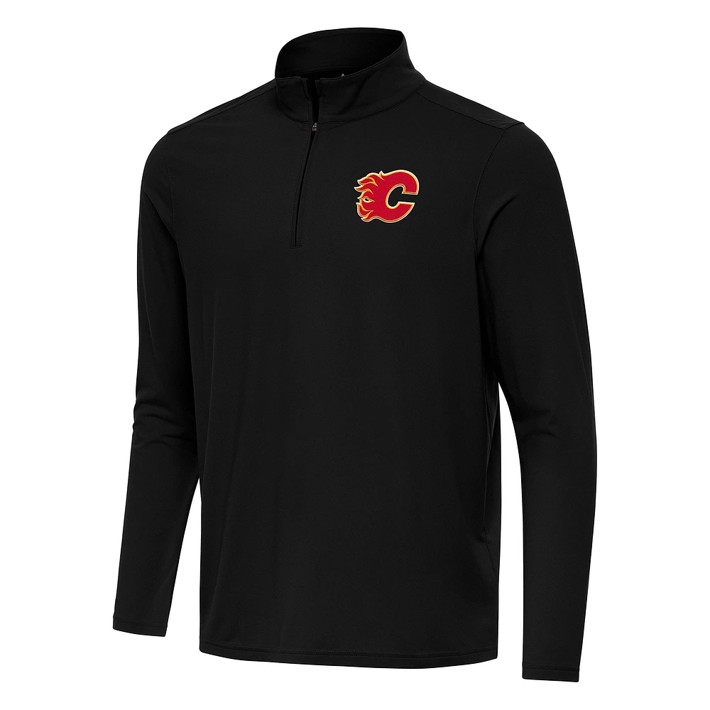 Men's Antigua Black Calgary Flames Intent Quarter-Zip Top
