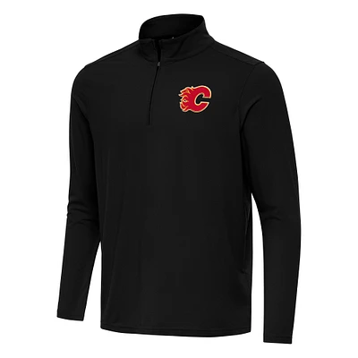 Men's Antigua Black Calgary Flames Intent Quarter-Zip Top