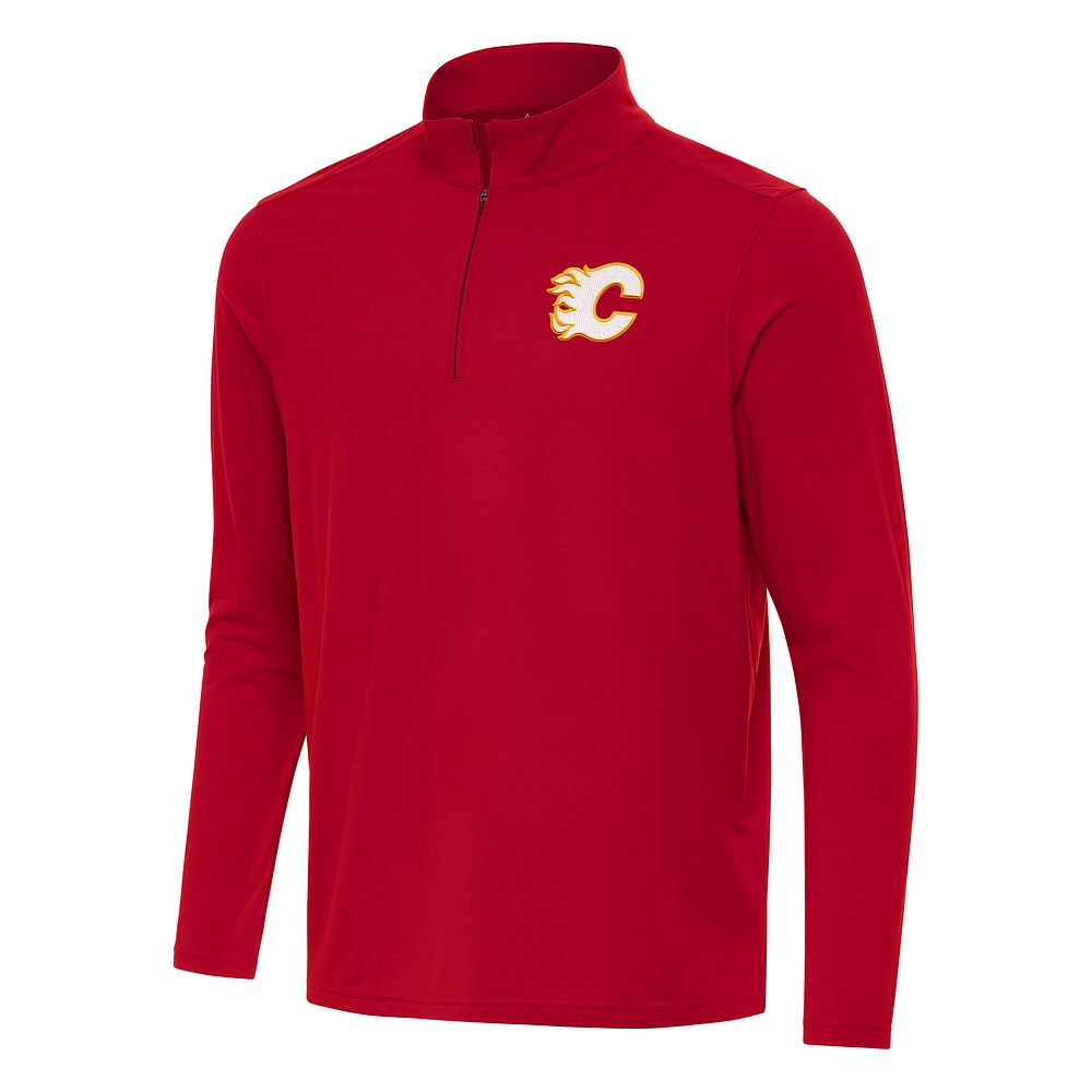 Men's Antigua Red Calgary Flames Intent Quarter-Zip Top