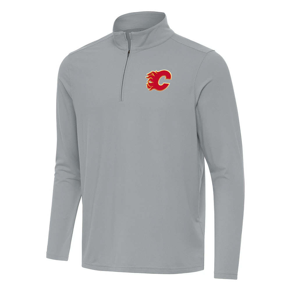 Men's Antigua Gray Calgary Flames Intent Quarter-Zip Top