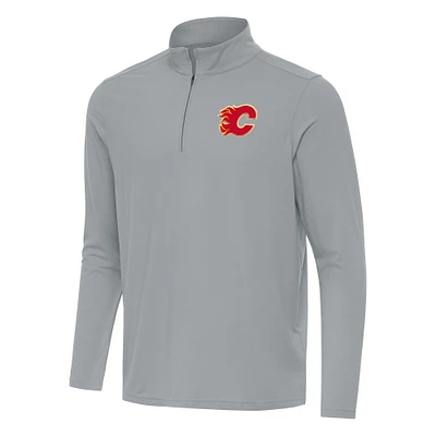 Men's Antigua Gray Calgary Flames Intent Quarter-Zip Top