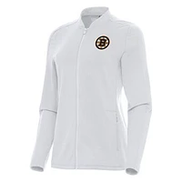 Women's Antigua White Boston Bruins Continual Full-Zip Jacket