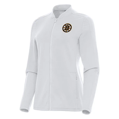 Women's Antigua White Boston Bruins Continual Full-Zip Jacket
