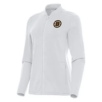 Women's Antigua White Boston Bruins Continual Full-Zip Jacket