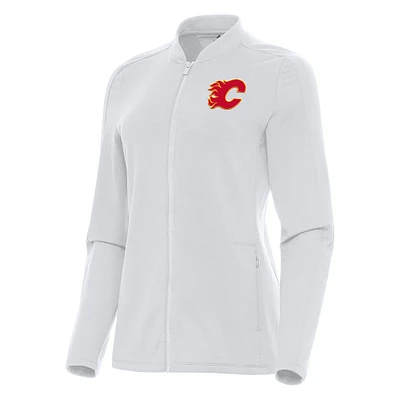 Women's Antigua White Calgary Flames Continual Full-Zip Jacket