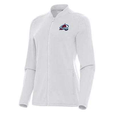 Women's Antigua White Colorado Avalanche Continual Full-Zip Jacket