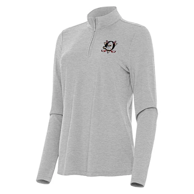 Women's Antigua  Heather Gray Anaheim Ducks Bright Quarter-Zip Top