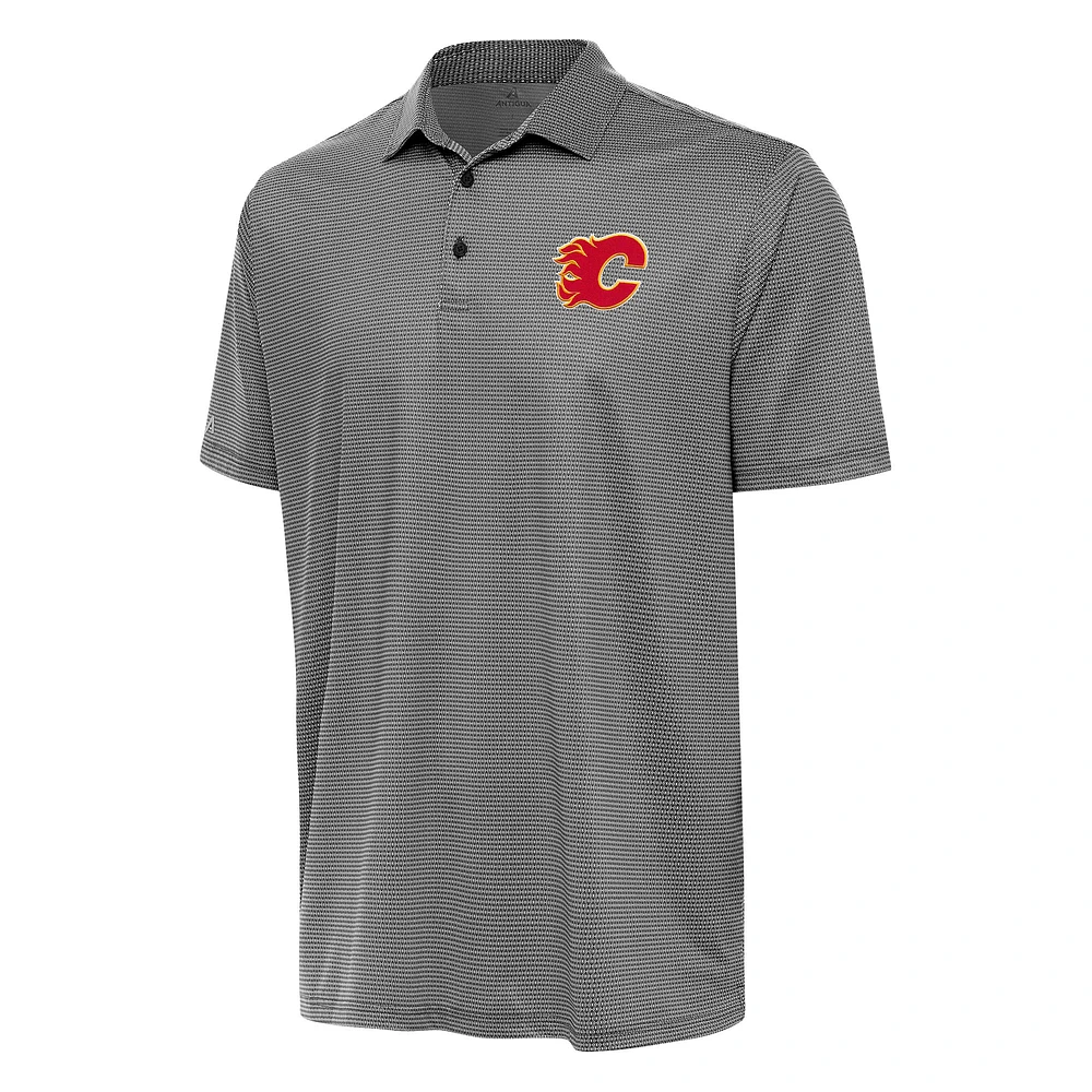 Men's Antigua Black/White Calgary Flames Rings Polo