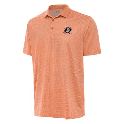 Men's Antigua Orange/White Anaheim Ducks Rings Polo