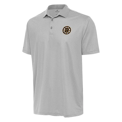 Men's Antigua Gray/White Boston Bruins Rings Polo