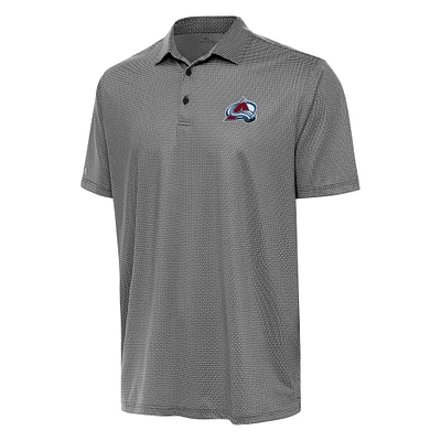 Men's Antigua Black/White Colorado Avalanche Rings Polo