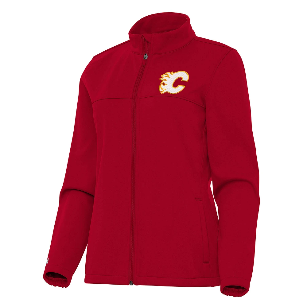 Women's Antigua Red Calgary Flames Links 2 Full-Zip Golf Jacket