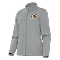 Women's Antigua Gray Boston Bruins Links 2 Full-Zip Golf Jacket