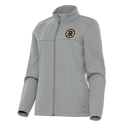 Women's Antigua Gray Boston Bruins Links 2 Full-Zip Golf Jacket