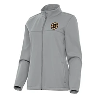 Women's Antigua Gray Boston Bruins Links 2 Full-Zip Golf Jacket