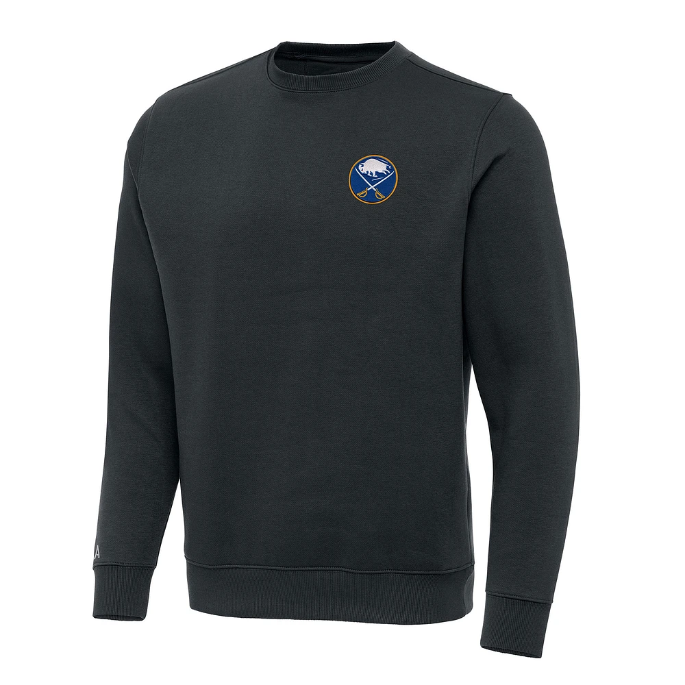 Men's Antigua Charcoal Buffalo Sabres Victory Crewneck Pullover Sweatshirt